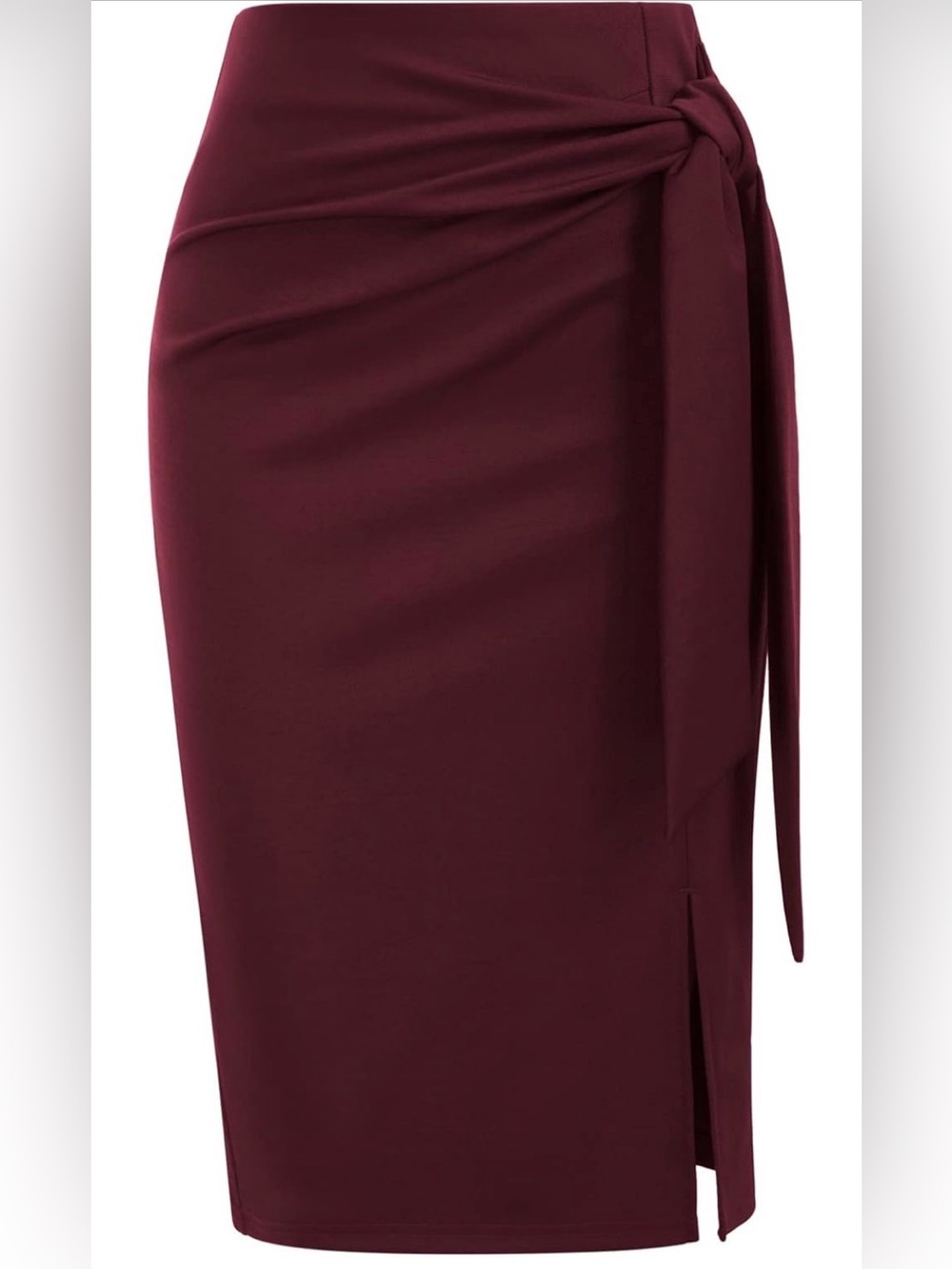 Kate Kasin wine midi skirt with side tie